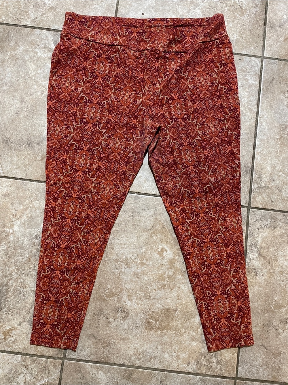 Terra & Sky Rust Paisley Print Girls' Leggings